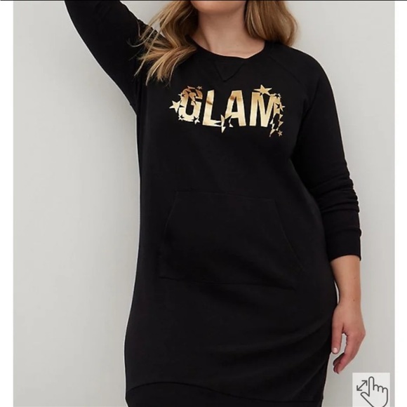 NWT torrid size 3 “GLAM” lightweight sweatshirt dress with kangaroo pocket . - Picture 3 of 4